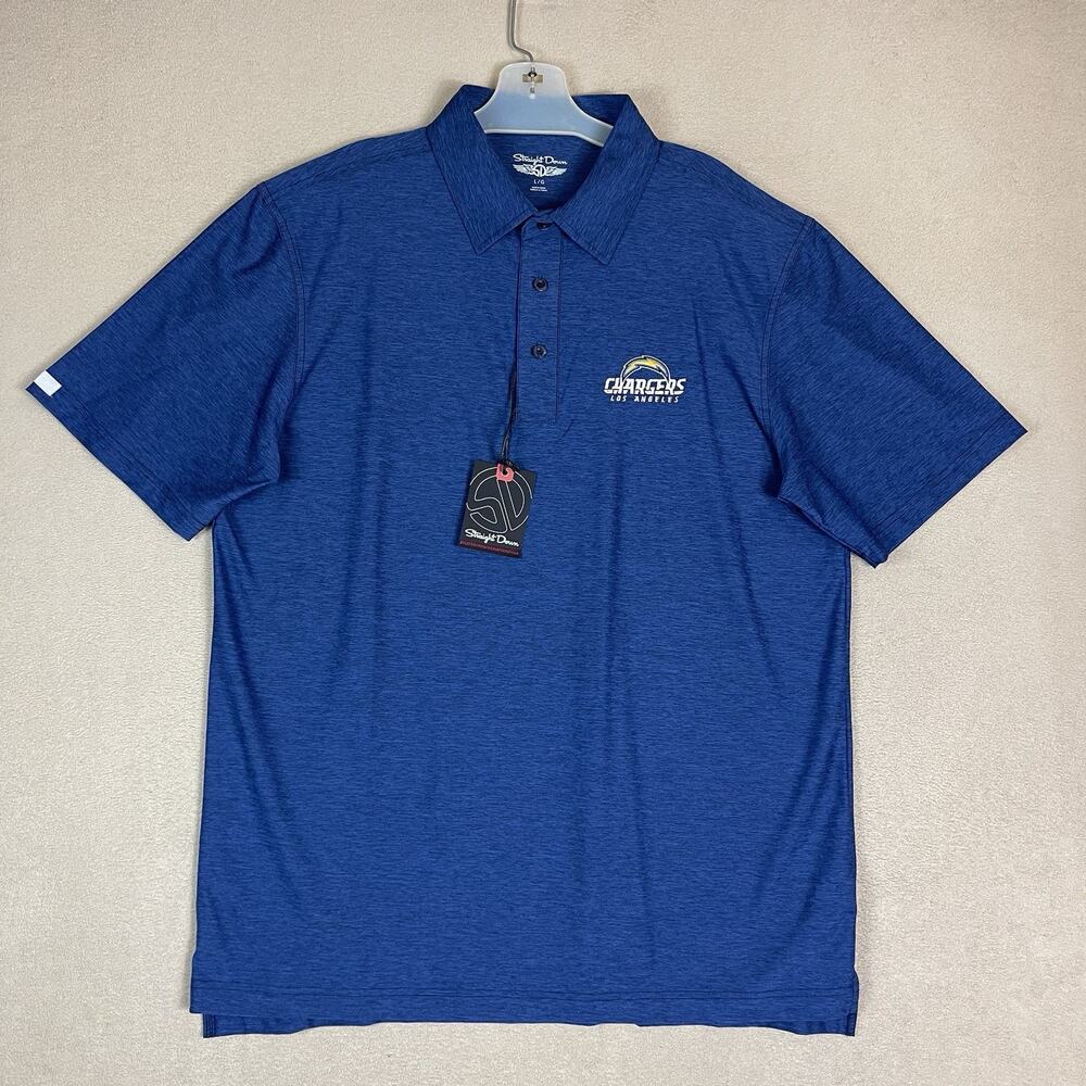 Straight Down Shirt‎ Mens L Blue NFL Los Angeles Chargers Embroidered Logo Polo